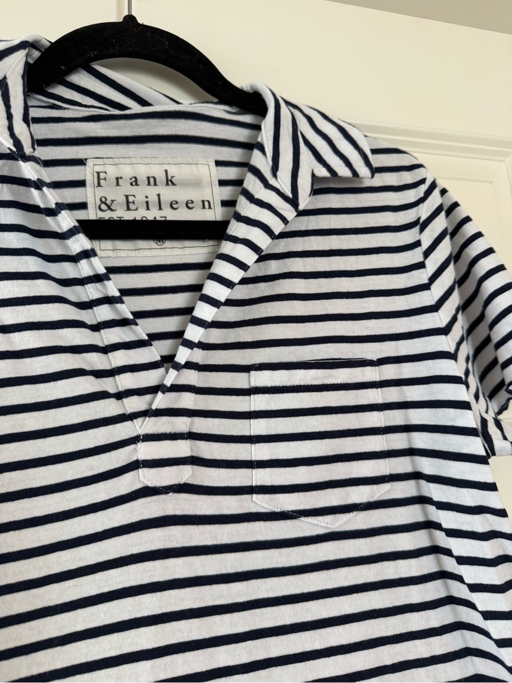 NWOT Frank & Eileen Charlotte Perfect Polo in Navy Stripe - Picture 3 of 5